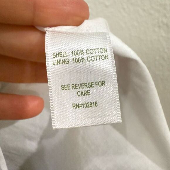 Garnet Hill Sleeveless Cotton Print Dress Navy/White Women’s Size 14 Zipper - Picture 7 of 9